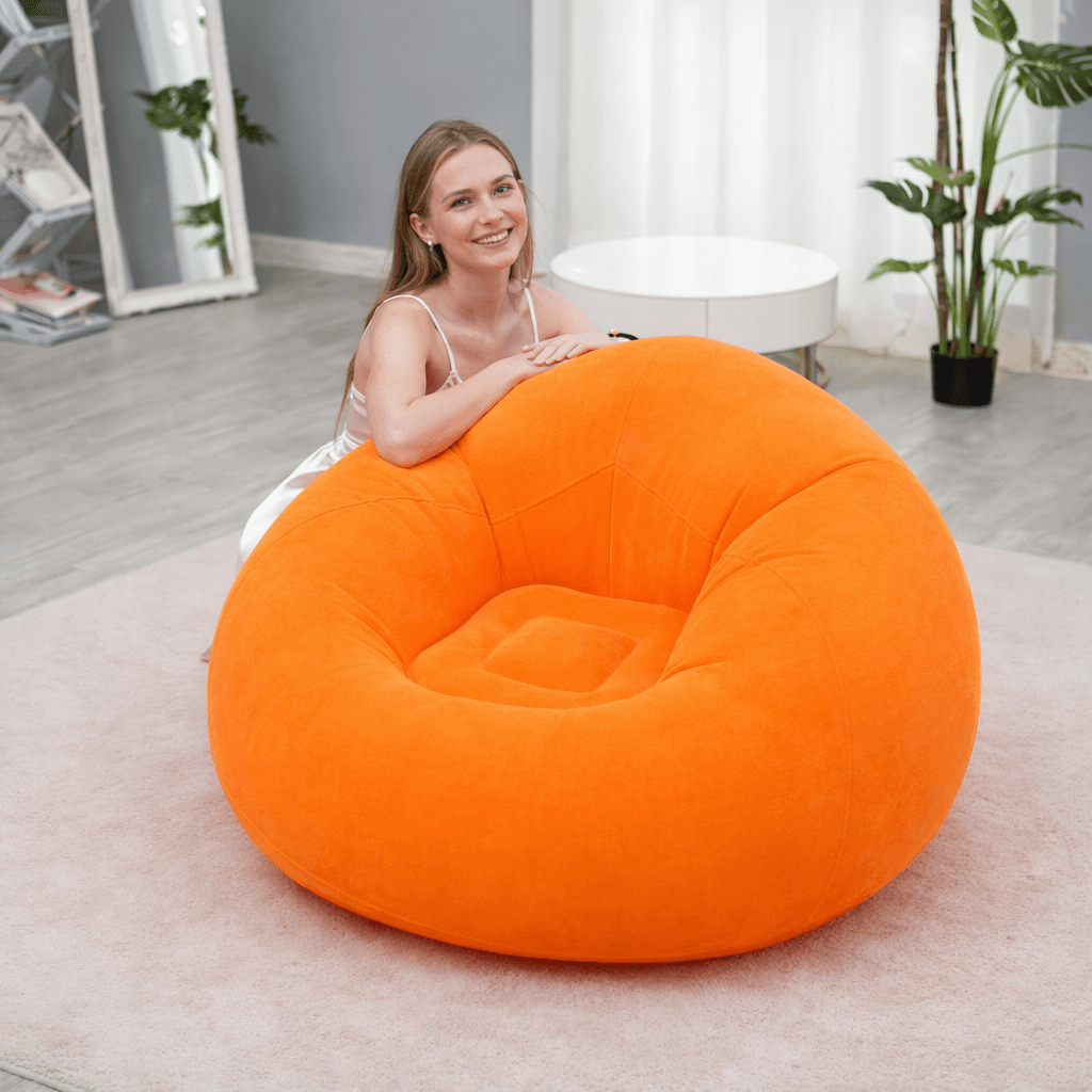Надувне крісло-пуф Inflatable Sofa / Надувне крісло-мішок 110×110×85 см Помаранчевий