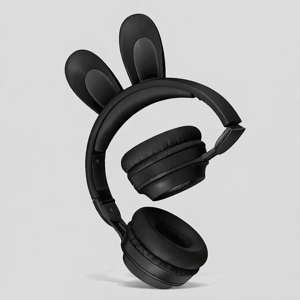 Дитячі бездротові Bluetooth навушники з вушками зайчика RGB Picun B12 4704/4705 VJ Чорний