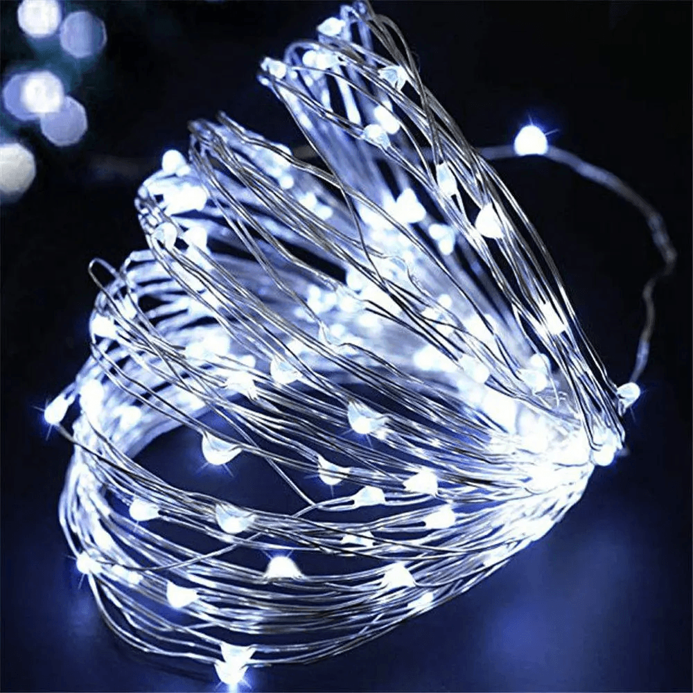 Гірлянда нитка Роса від USB, 30м, 300LED + пульт, Холодний білий / Світлодіодна новорічна гірлянда
