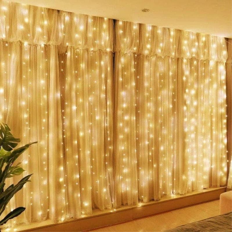 Гірлянда водоспад 320 LED 5mm 3м/2м теплий колір на прозорому дроті