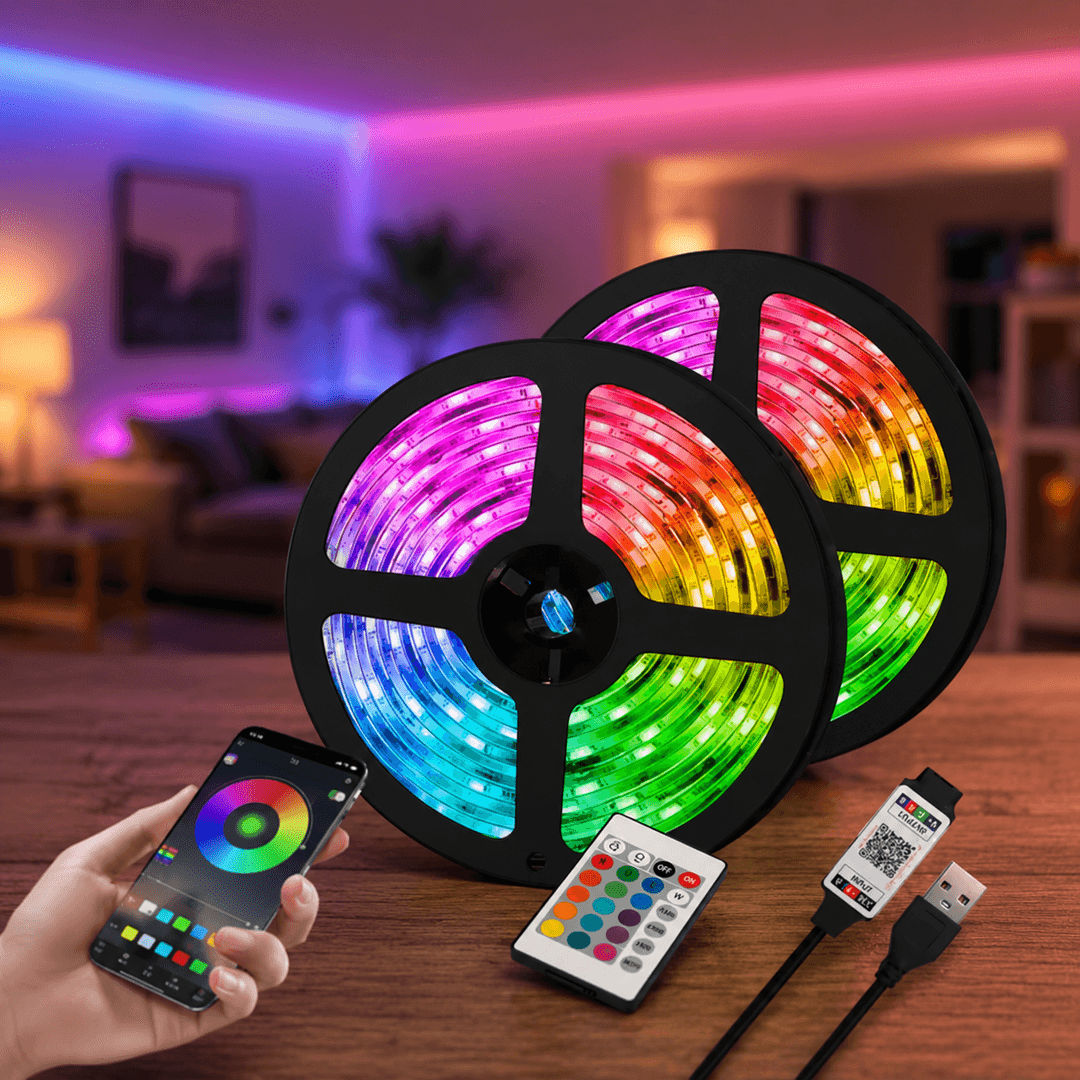 Гнучка світлодіодна стрічка RGB USB 15м / Стрічка на USB на монітор, меблі + пульт / LED стрічка від павербанку