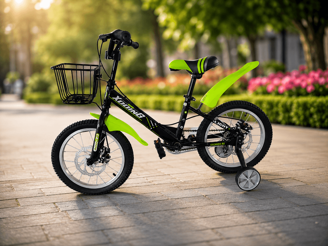 Велосипед XDDING R20 Зелений / Дитячий велосипед з кошиком