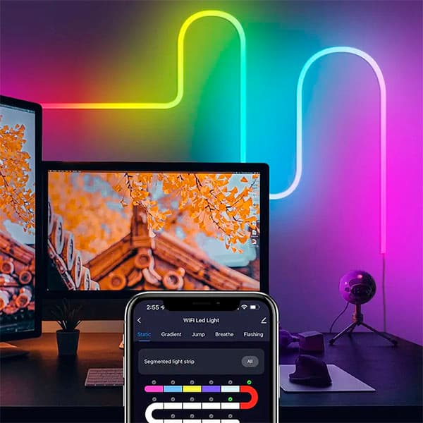 Розумна гнучка LED Neon RGB стрічка-шланг 3 метрів від USB управління режимами з телефону, Bluetooth додаток, пульт