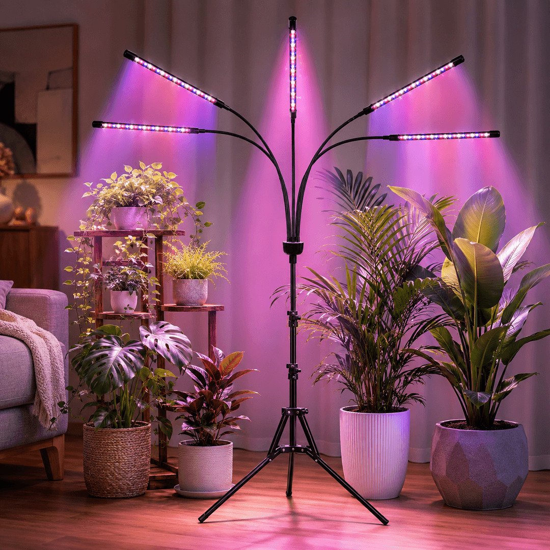 Світлодіодна фітолампа Grow Light для вирощування рослин / Фітолампа для кімнатних рослин на штативі з пультом таймером