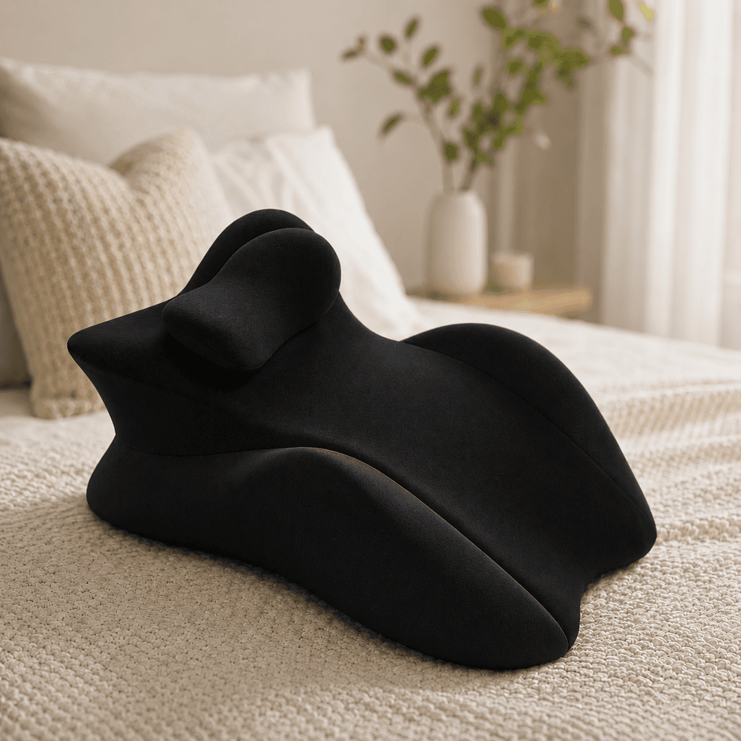 Чорна Подушка ортопедична pillow-06 / Подушка клиноподібна для сну з поліестеру / Ортопедична подушка для підтримки тіла Relax Pillow