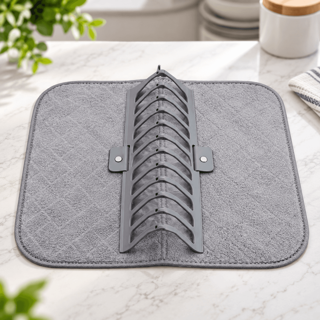 Сушарка для посуду Dish Drain Rack / Складна сушарка з мікрофібровим килимком