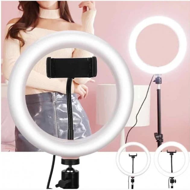 Кільцева LED лампа YQ-320B (30см) з утримувачем телефону для бьюті селфі зйомки Ring Light