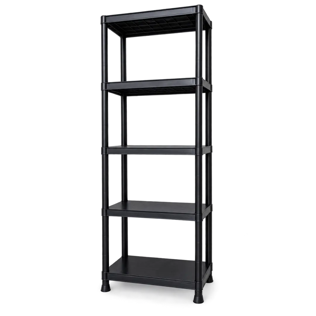Стелаж пластиковий PRIMA HOME (178,5 х 60 х 30 см) 5 полиць, навантаження 200 кг, для складу гаража майстерні підвалу (Чорний)