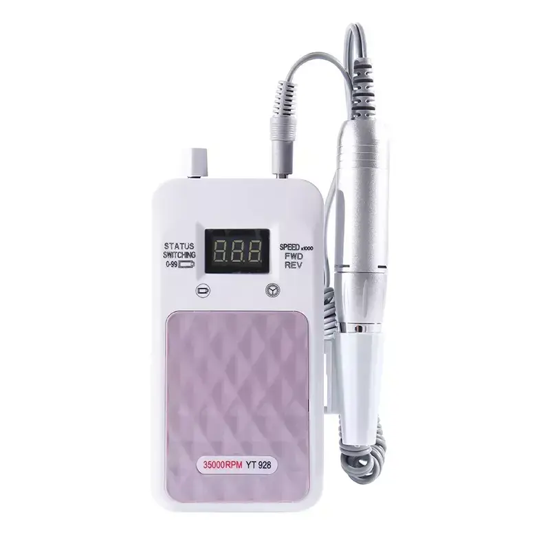 Портативний фрезер для нігтів Nail Drill YT-928 акумуляторний з індикатором заряду на 35 000 оборотів