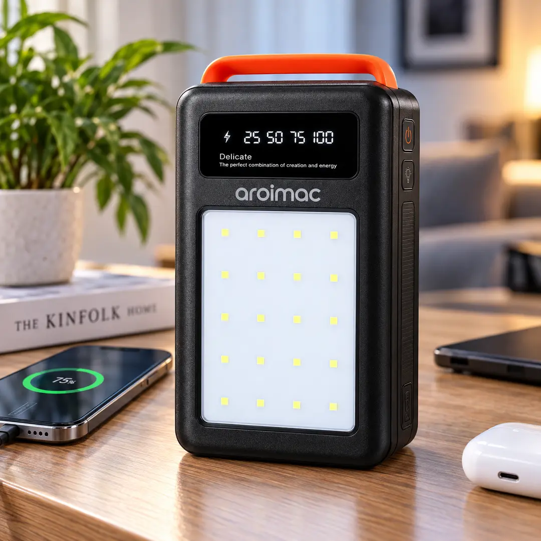 Повербанк Aroimac 100000 mAh / PowerBank з LED-ліхтарем та цифровим індикатором заряду