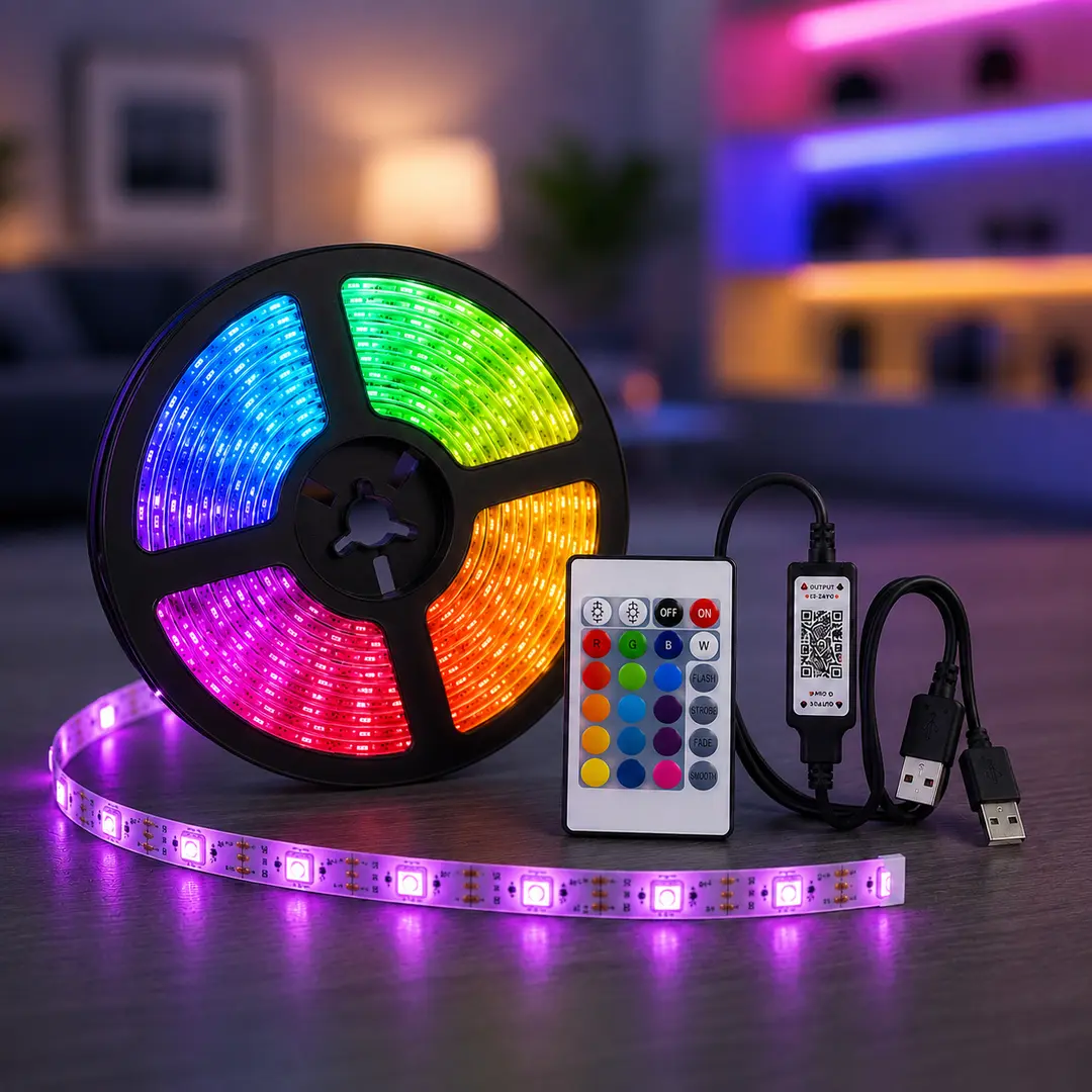 Гнучка світлодіодна стрічка RGB USB 20м / RGB стрічка / USB Led стрічка + пульт