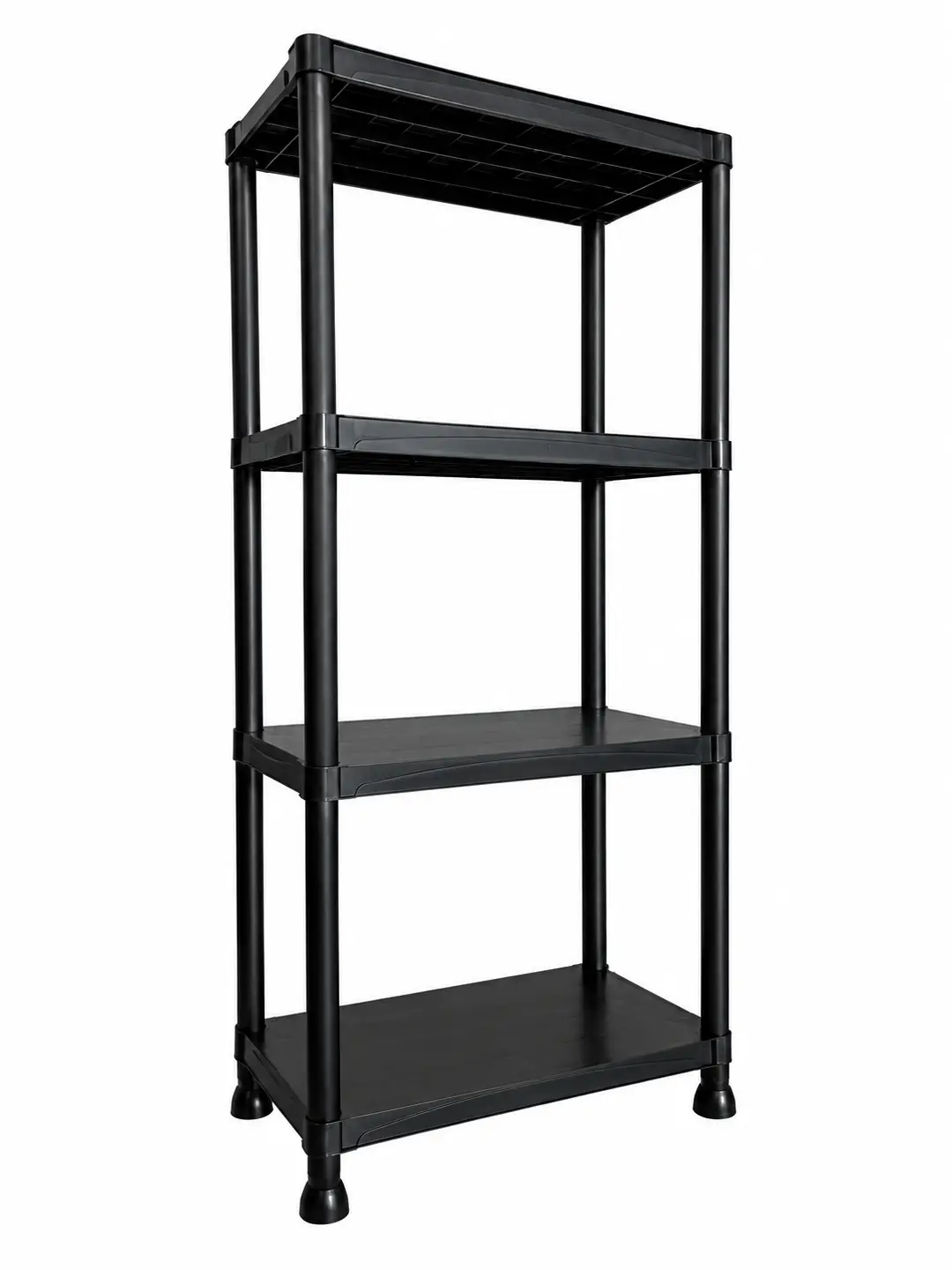 Стелаж пластиковий PRIMA HOME (133,5 х 60 х 30 см) 4 полиці, навантаження 160 кг, для складу гаража підвалу (Чорний)