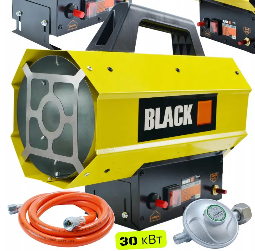 Газовий обігрівач / Газова теплова гармата (дуйка) 30 кВт BLACK (Пропан/Бутан) + шланг і редуктор (Польща)