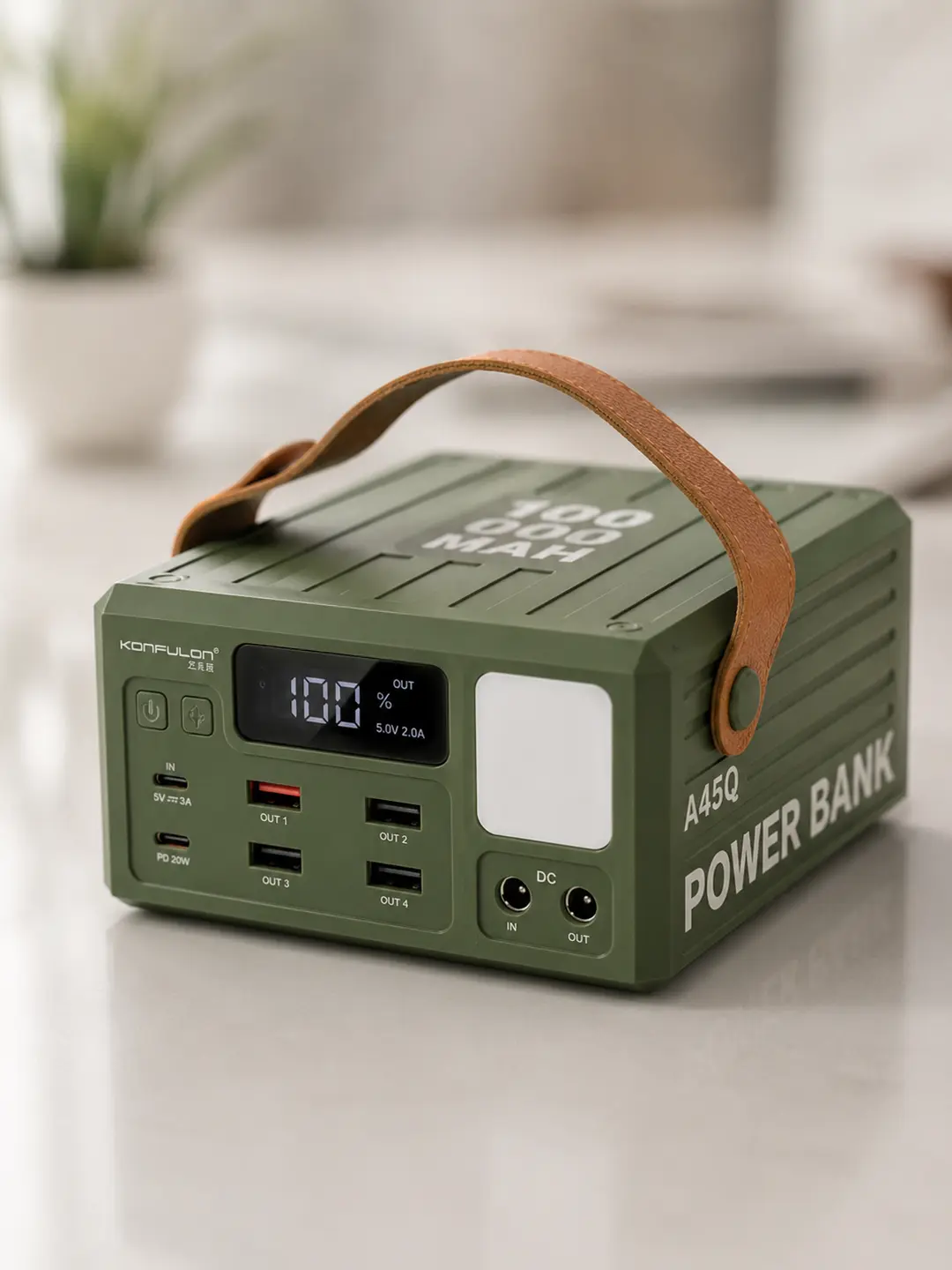 Повербанк KONFULON A45Q 100000 mAh, 22.5 Вт / Зовнішній акумулятор з LED підсвічуванням