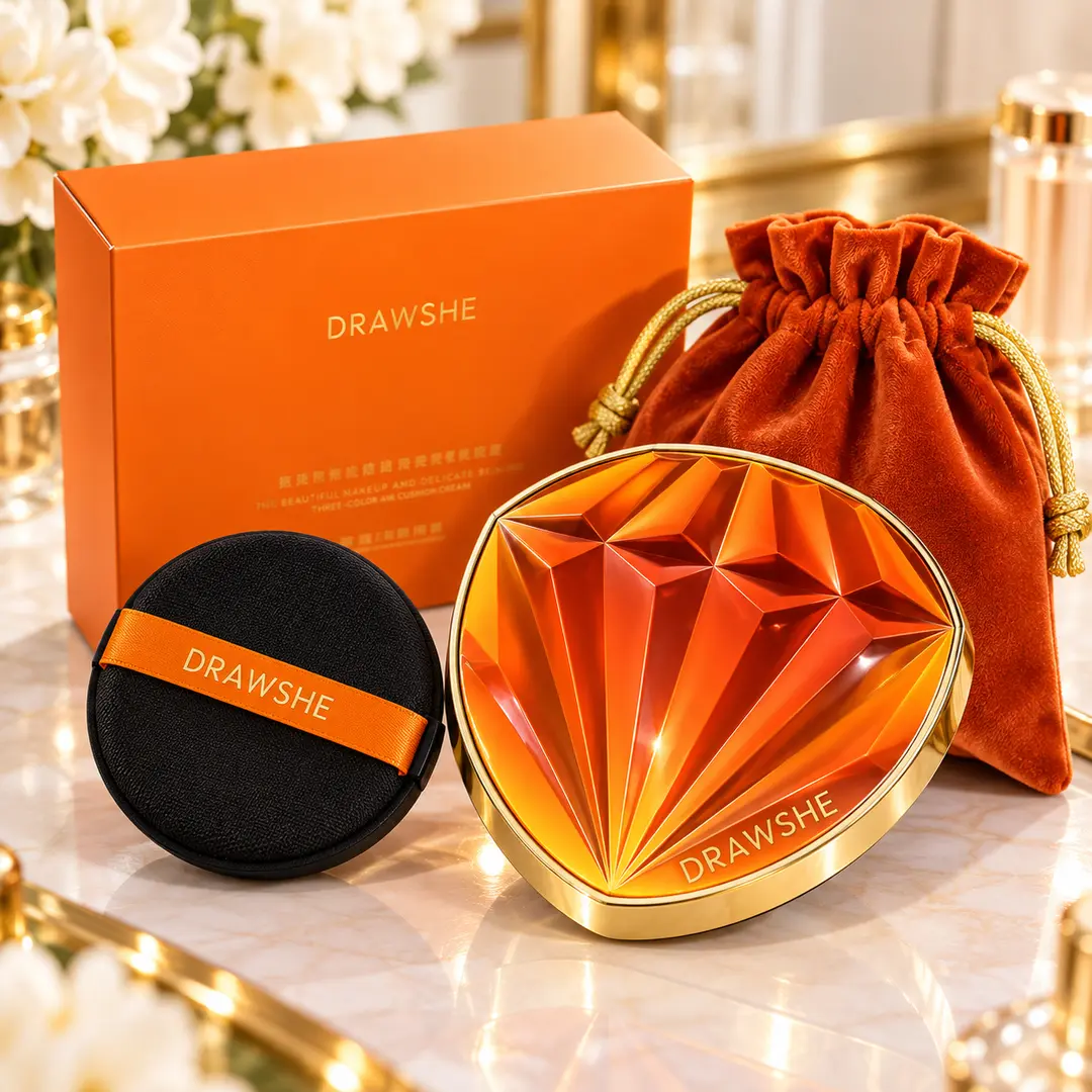 Тональний засіб кушон DRAWSHE Cushion NEW ORANGE / Кушон із двома змінними рефілями / Алмазний кушон