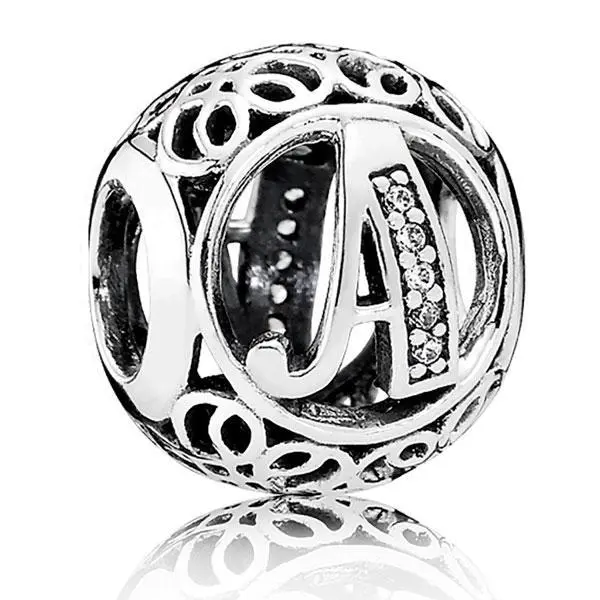 Срібна намистина Пандора  "Літера А" 791845CZ
