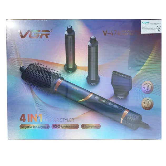 Фен стайлер VGR V 474 4 в 1 фен для волосся 4 насадки 1400 Вт швидке сушіння укладання об'єм випрямлення завивка