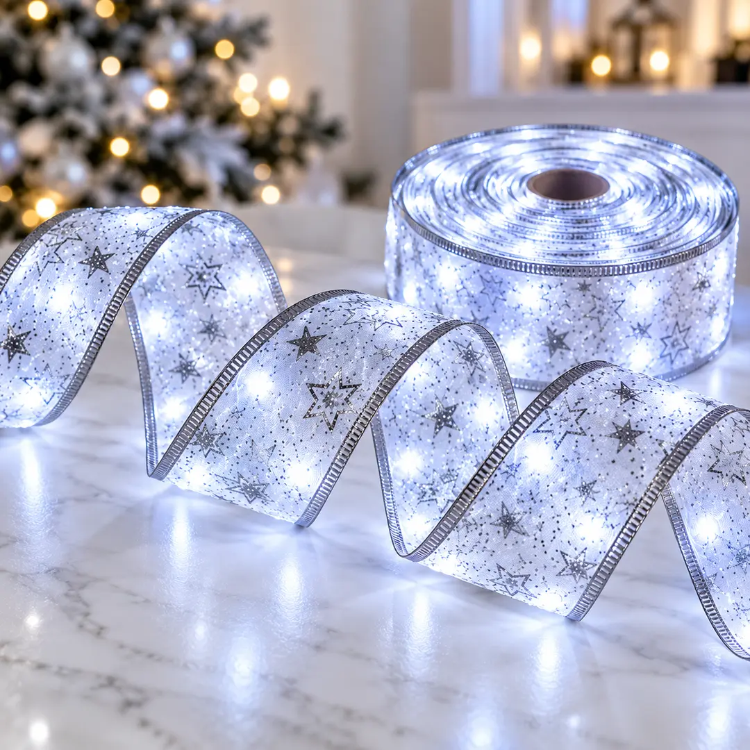 Світлодіодна ялинкова гірлянда у вигляді стрічки 50 Led 5 метрів Холодний білий / Новорічний декор / Christmas Decoration