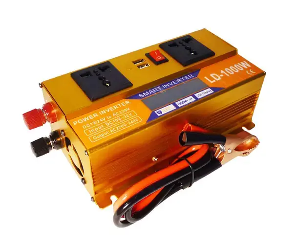 Перетворювач Інвертор 1000W 12V/24V + LCD, золотий