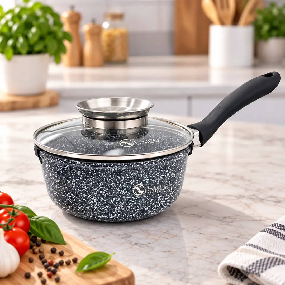 Ківш UNIQUE UN-5602 18см / Ківш із ручкою для кухні на 1.9 л / Ковш с крышкой