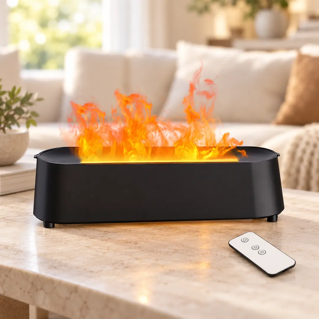 Зволожувач повітря Flame Diffuser Humidifier 200 мл / Аромадифузор із ефектом полум’я LED-підсвітка + пульт