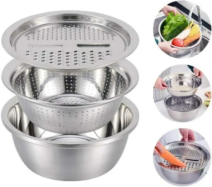 Багатофункціональний кухонний набір з нержавіючої сталі 3 в 1 Metal Basket Cutter