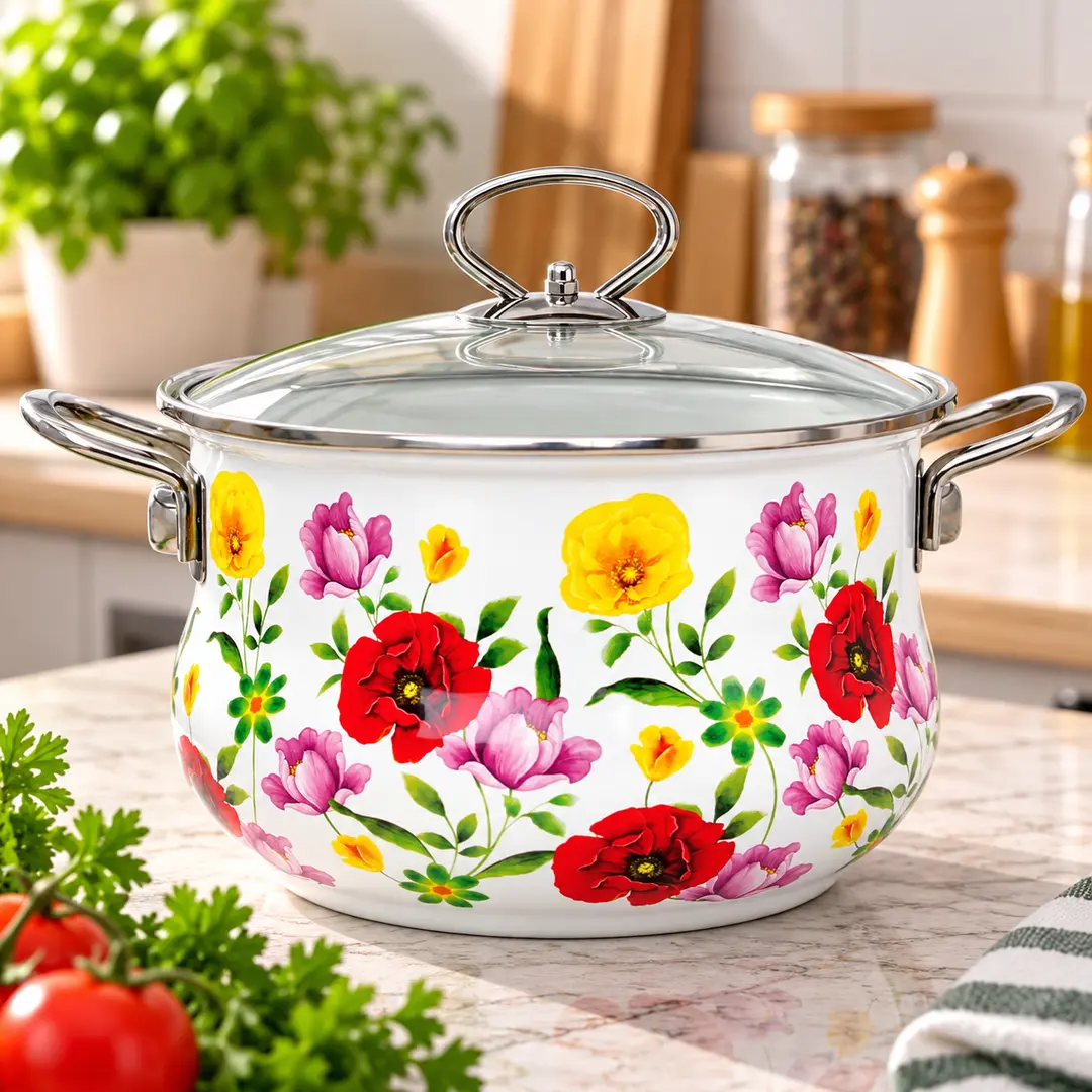 Каструля емальована Benson / Каструля + кришка BN-120 5,9 л