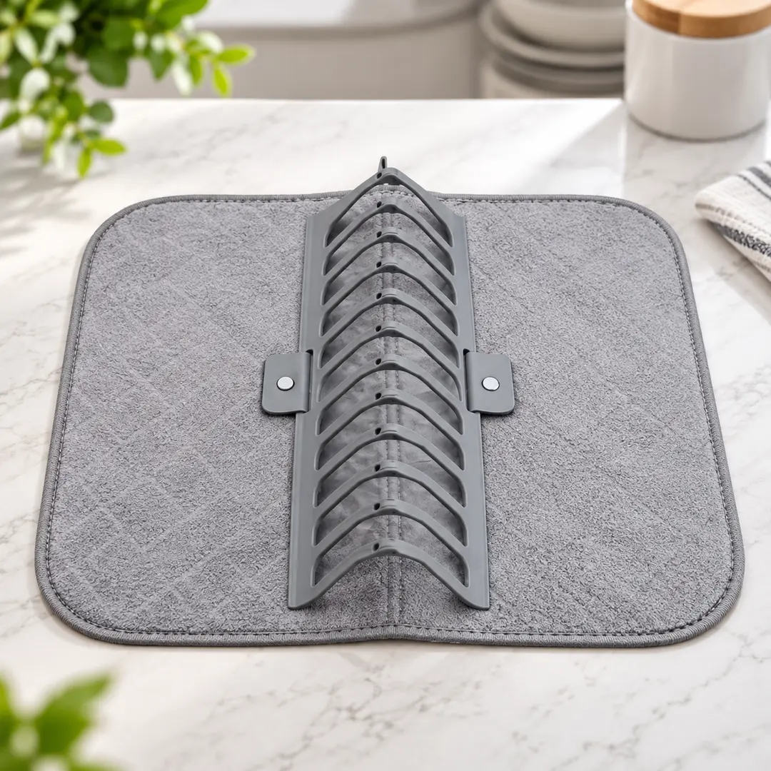 Сушарка для посуду Dish Drain Rack / Складна сушарка з мікрофібровим килимком
