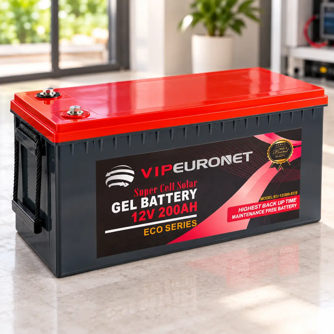 Акумулятор VIPEURONET 12V 200Ah ECO Series / Гелевий акумулятор для сонячних енергосистем, систем резервного живлення