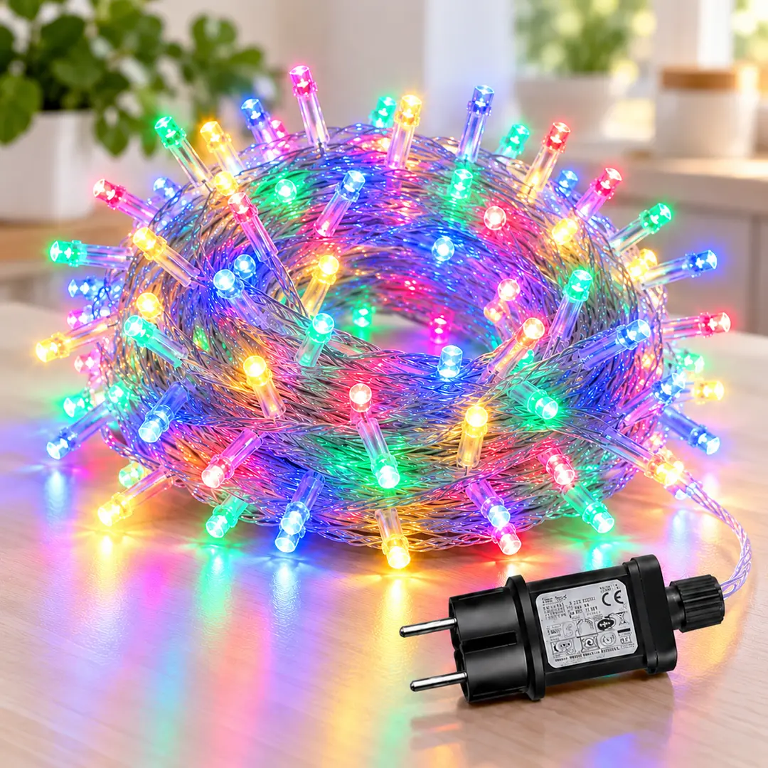 Гірлянда 500 LED різнокольорова на білому дроті 220V Мульті/ Світлодіодна гірлянда-нитка