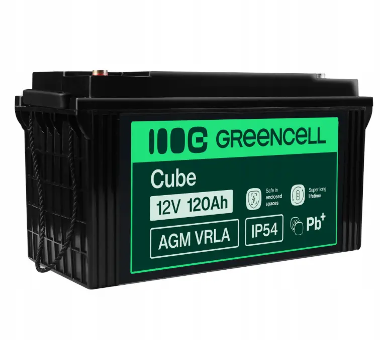 Акумулятор Green Cell AGM VRLA 12V 120Ah IP54 не потребує облуговування (термін служби - 5 років)