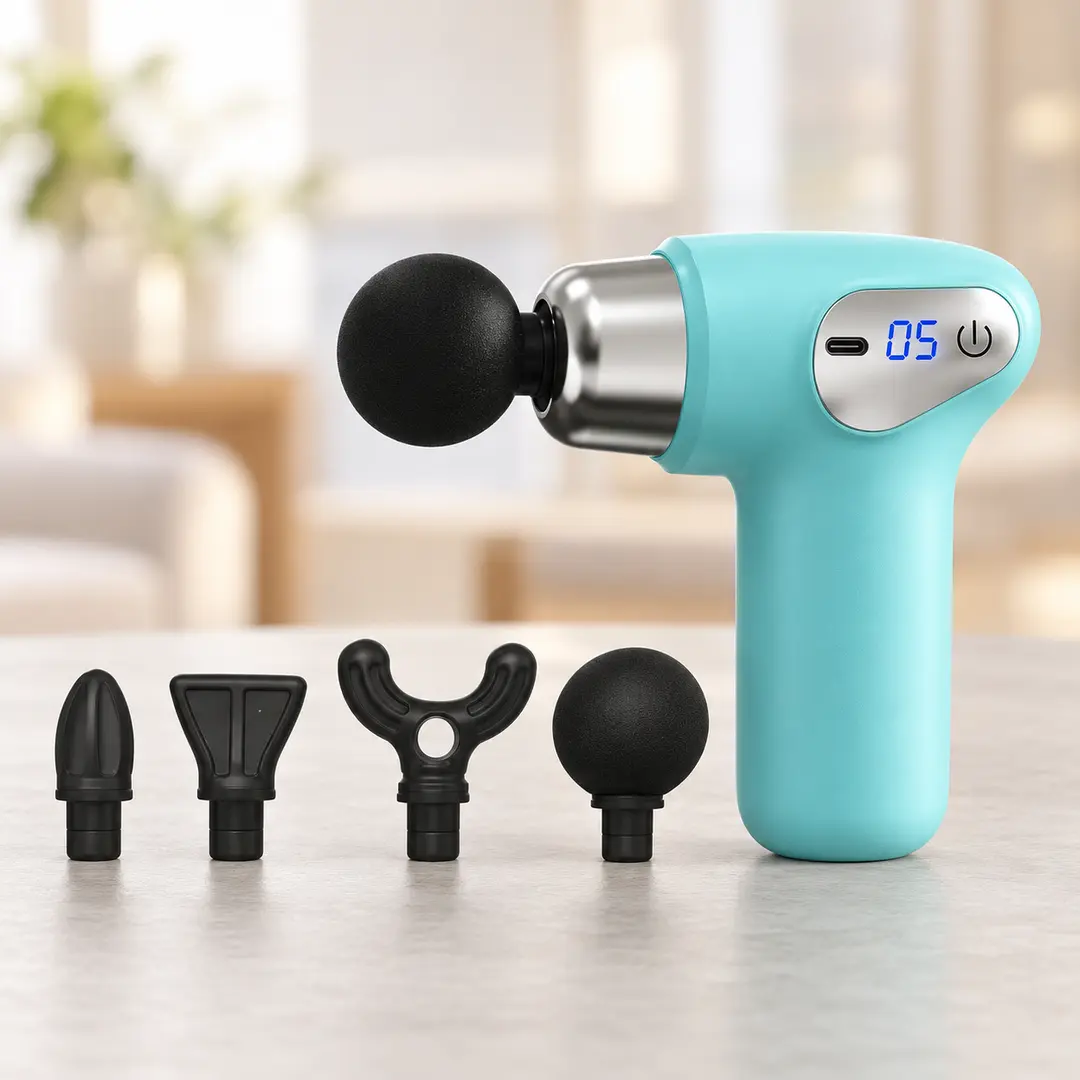 Перкусійний акумуляторний масажер 5 швидкостей Massager CY-009 + 4 насадки