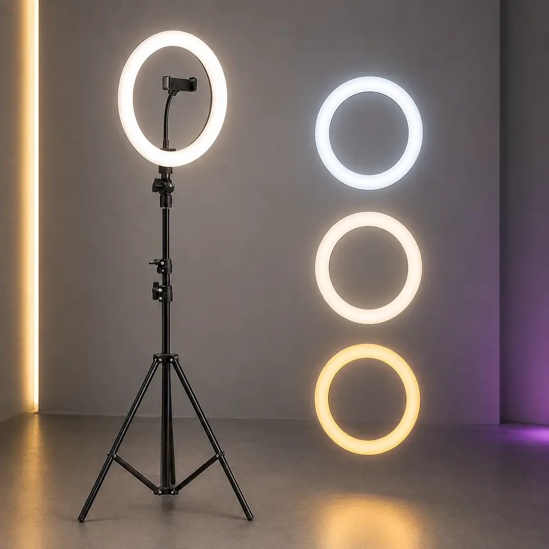 Кільцева лампа RING FILL LIGHT 26 С на штативі з утримувачем телефону