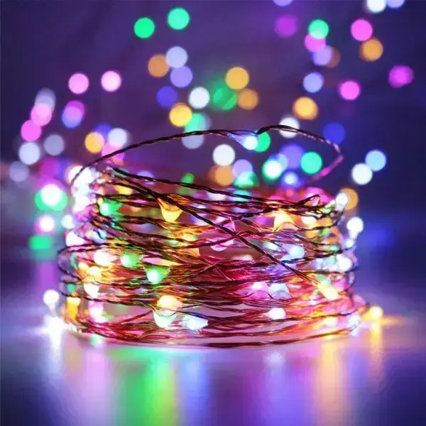 Гірлянда нитка Роса від USB, 50м, 500LED  МУЛЬТИК  / Світлодіодна новорічна гірлянда
