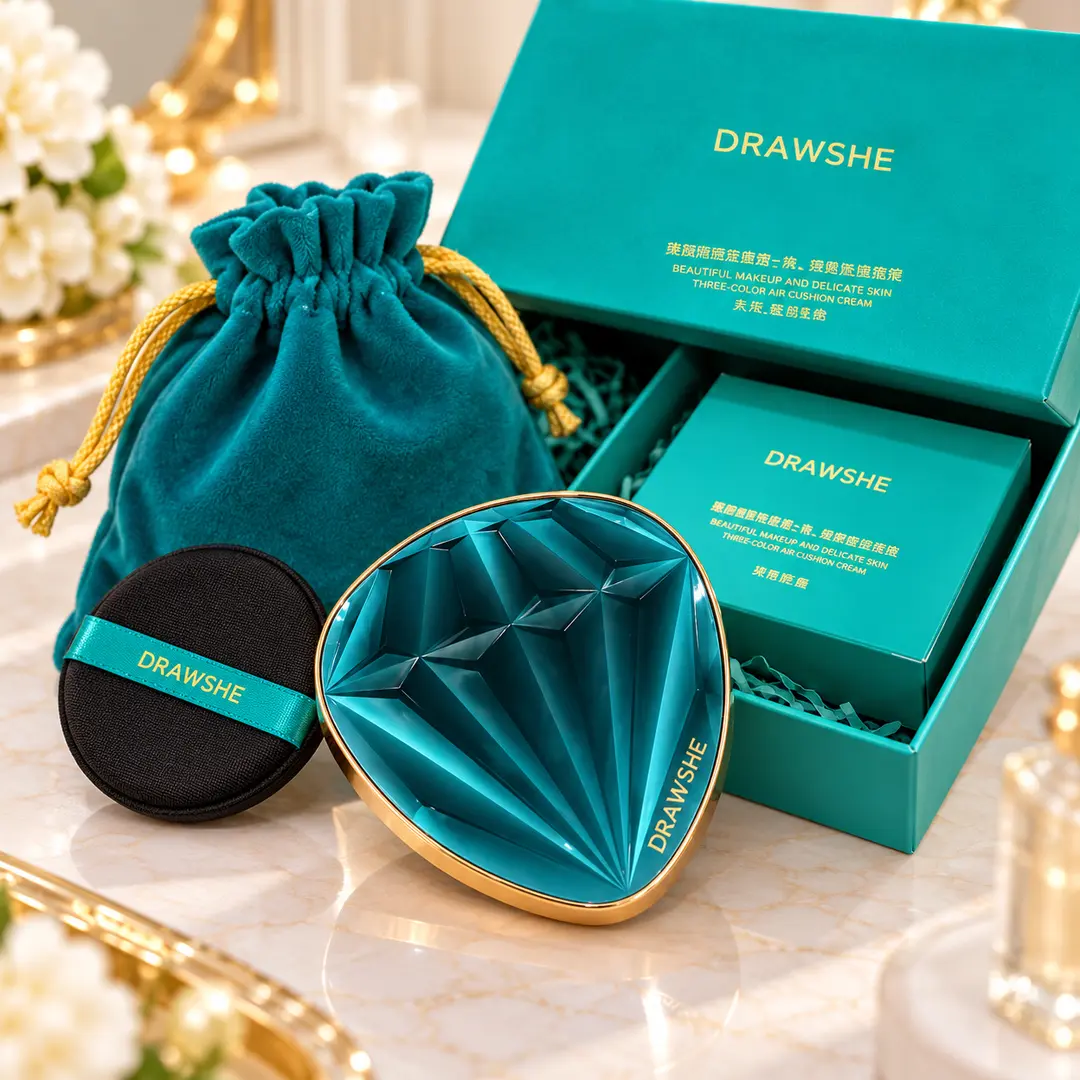Тональний засіб кушон DRAWSHE Cushion NEW GREEN / Кушон із двома змінними рефілями / Алмазний кушон