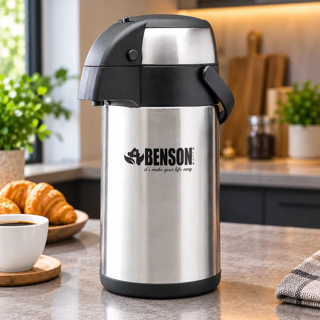 Термос із помпою Benson 3л з нержавіючої сталі з пневмонасосом