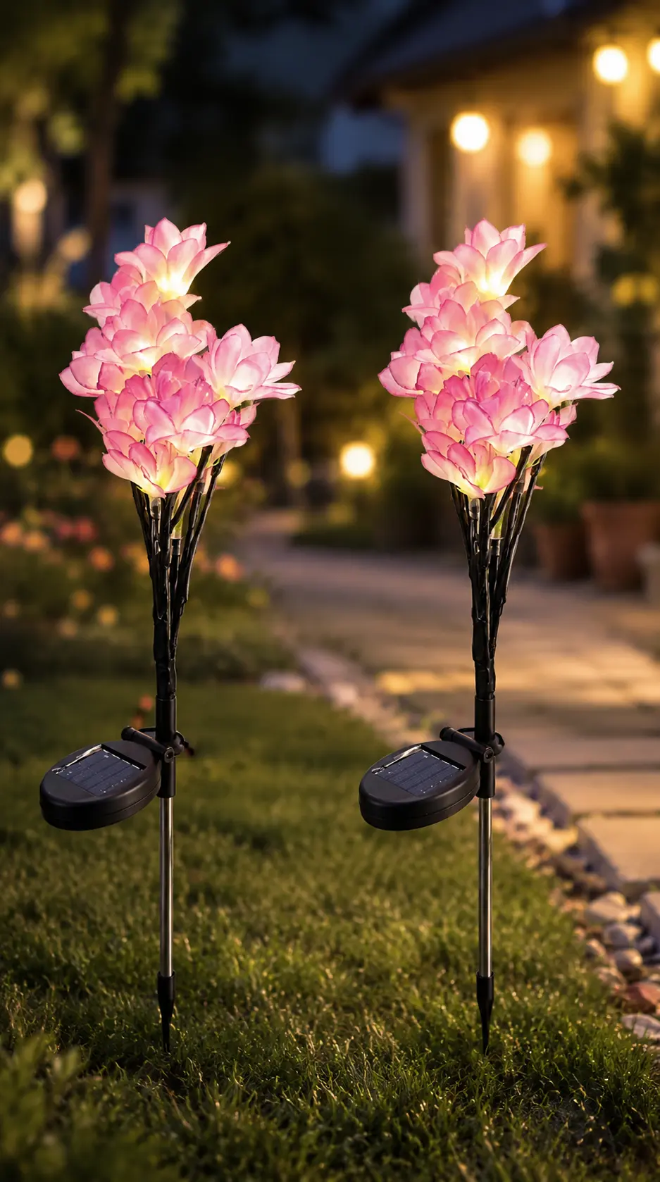 Садовий світильник «Манголія» на сонячній батареї 26X-107 / Набір садових ліхтарів з LED-підсвічуванням 2 шт