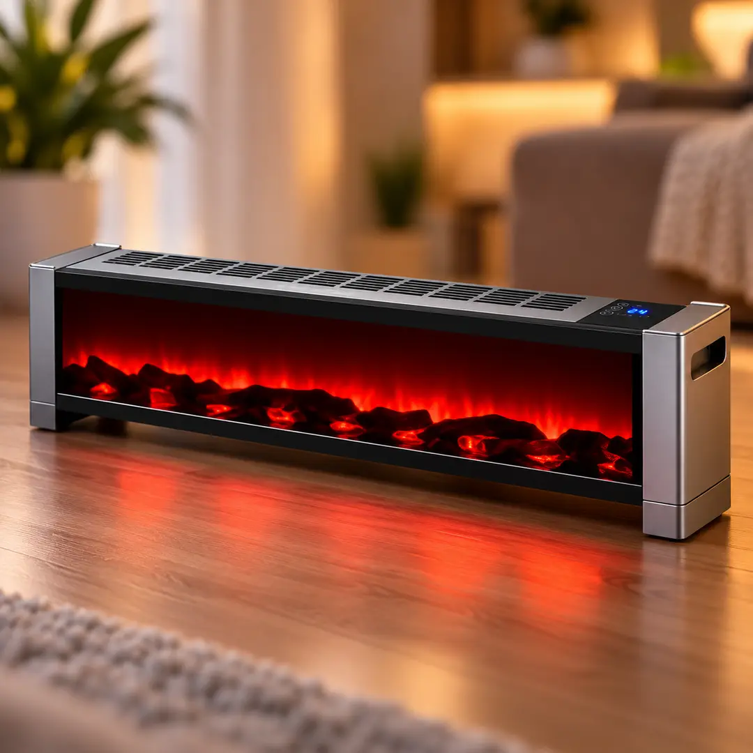 Електричний обігрівач 3D-полум'я / Камін підлоговий 1500W / Обігрівач з LED-імітацією вогню