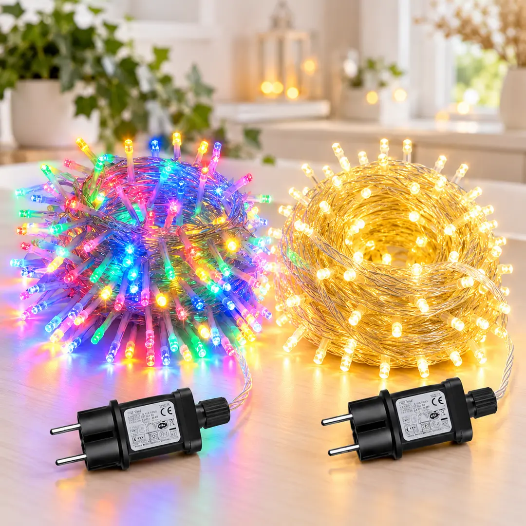 Гірлянда 500 LED різнокольорова на білому дроті 220V / Світлодіодна гірлянда-нитка