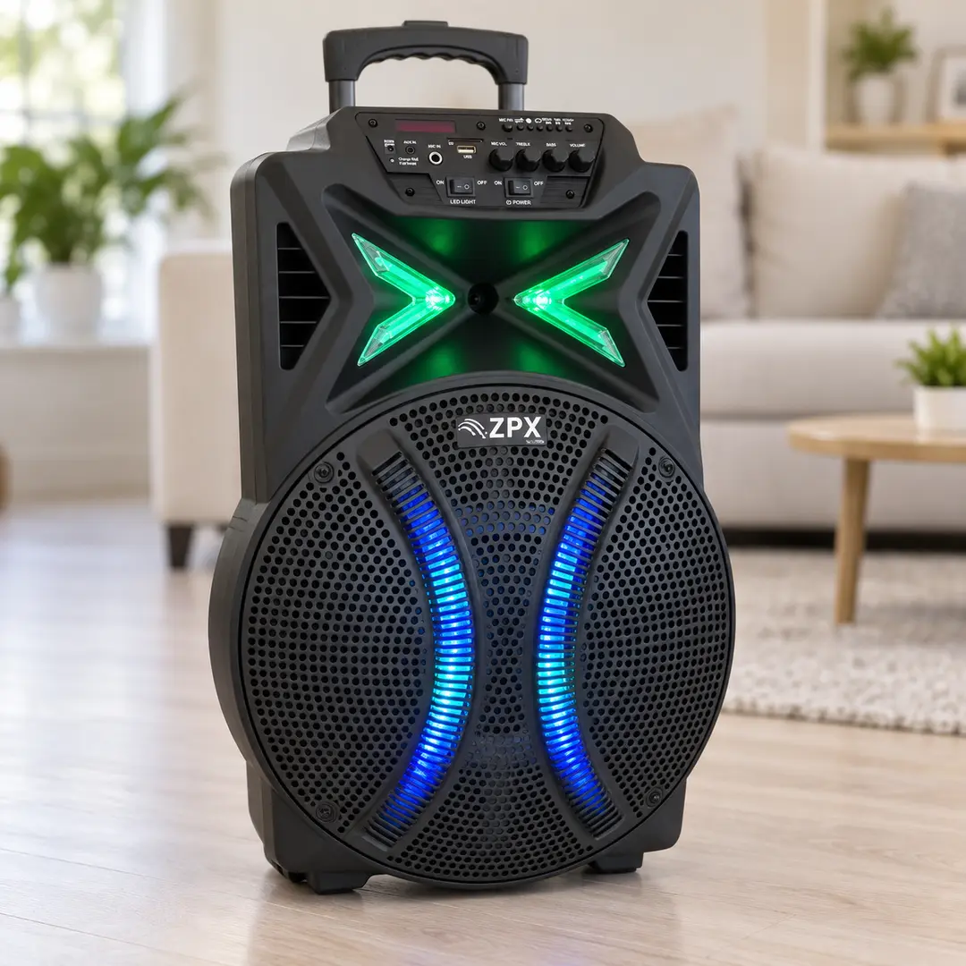 Портативна акумуляторна колонка ZPX Audio 7783 Bluetooth, USB, SD, FM  з LED-підсвічуванням та мікрофоном