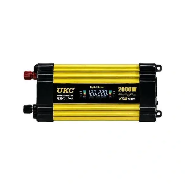 Автомобільний інвертор Жовтий / Перетворювач напруги з 12-220V, 2000Вт, 2хUSB