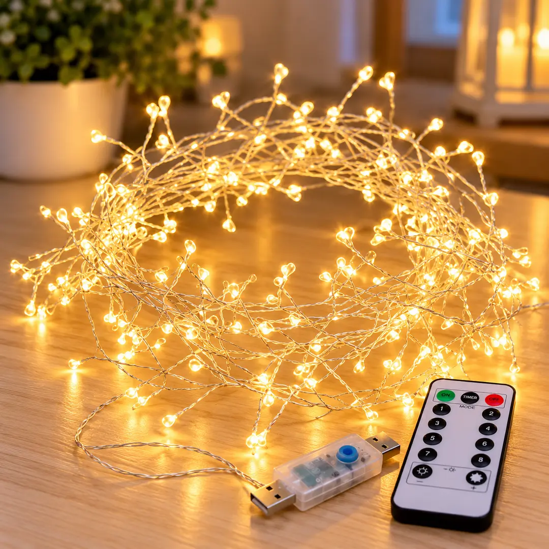 Гірлянда "Мішура" 3м 100 LED Warm White / Гірлянда на USB з пультом / LED-декор