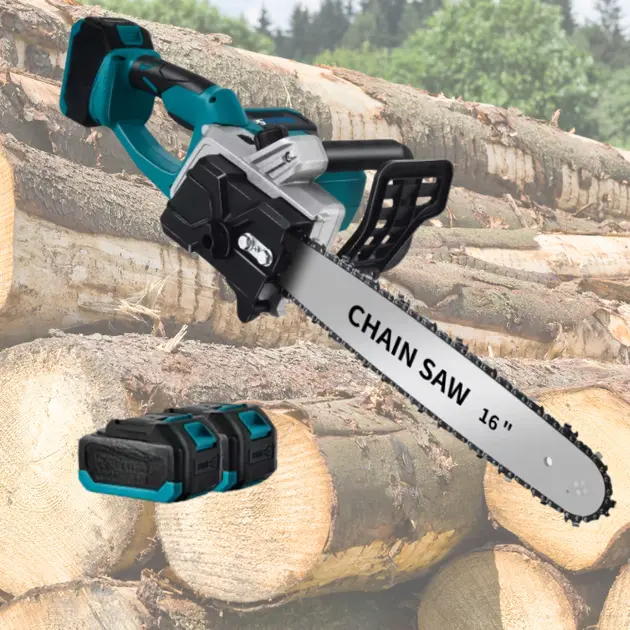 Акумуляторна ланцюгова пилка Electric SAW 16 дюймів + 2 акумулятори потужна електропилка BLUE