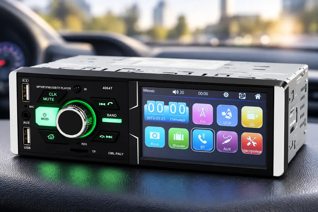 Автомагнітола MP5 4064T / Автомагнітола з екраном 4.1", 1DIN / Магнітофон в машину Bluetooth