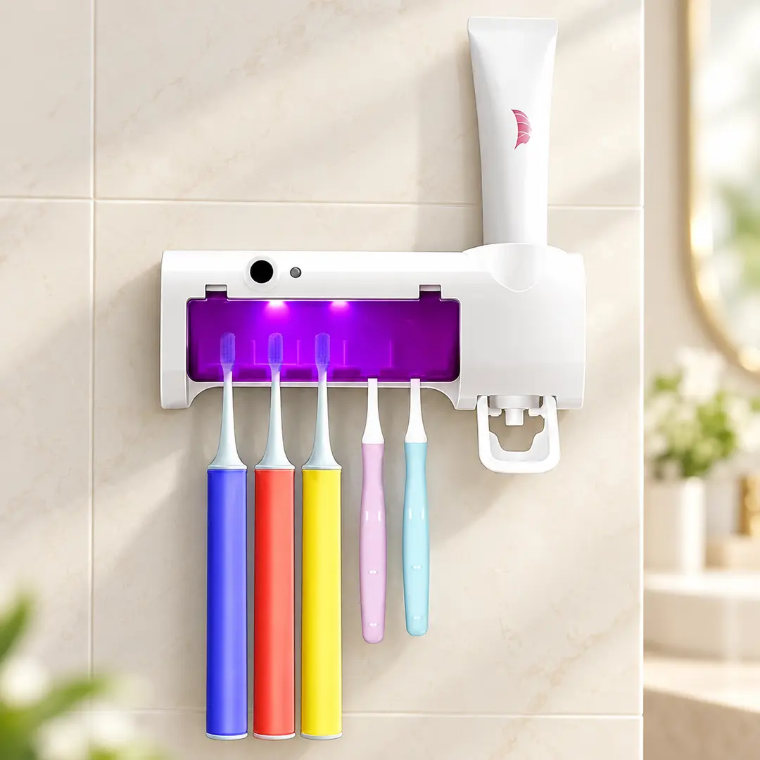 Ультрафіолетовий стерилізатор зубних щіток BRUSH STERILIZER / Тримач для зубних щіток і дозатором зубної пасти