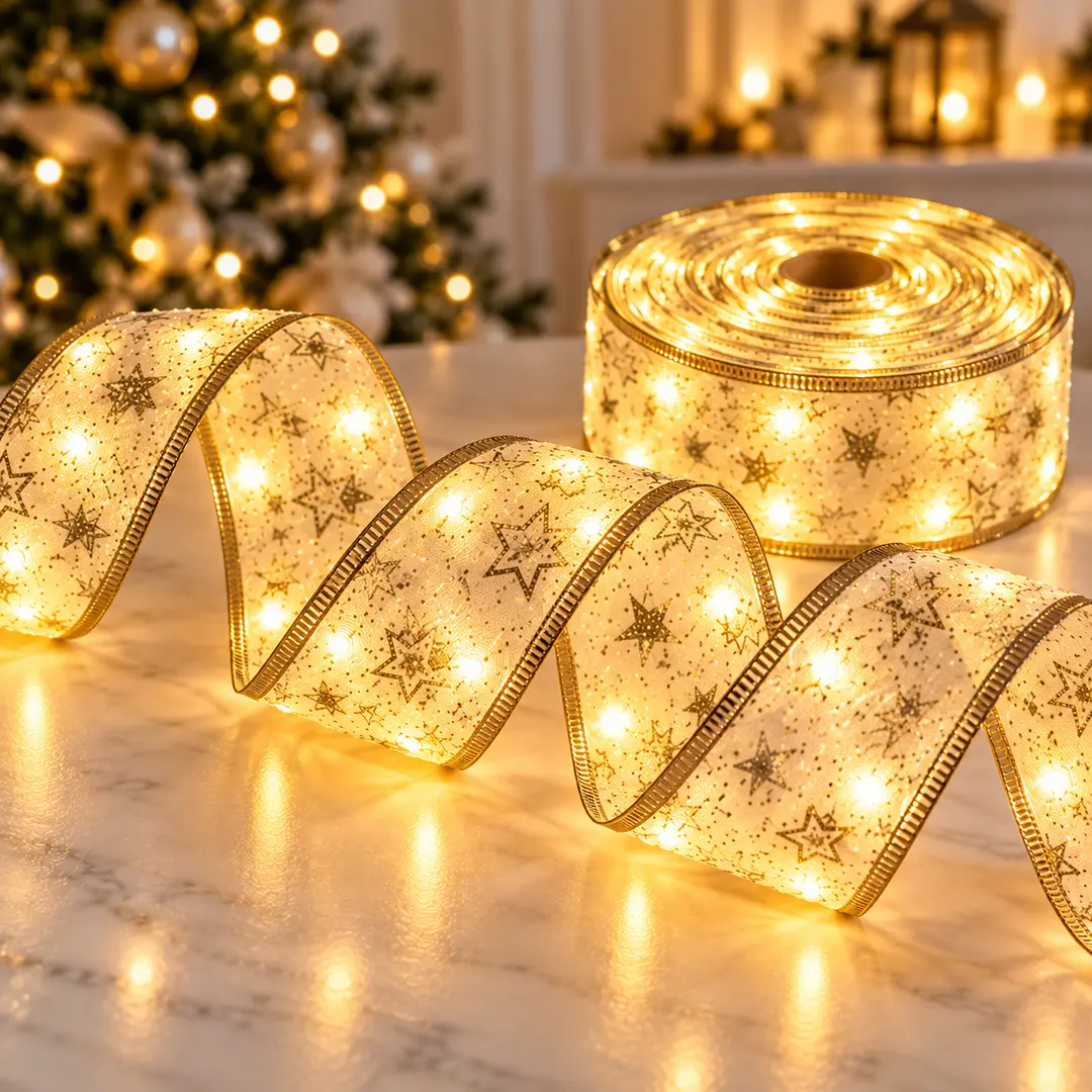 Світлодіодна ялинкова гірлянда у вигляді стрічки 50 Led 5 метрів Теплий білий / Новорічний декор / Christmas Decoration