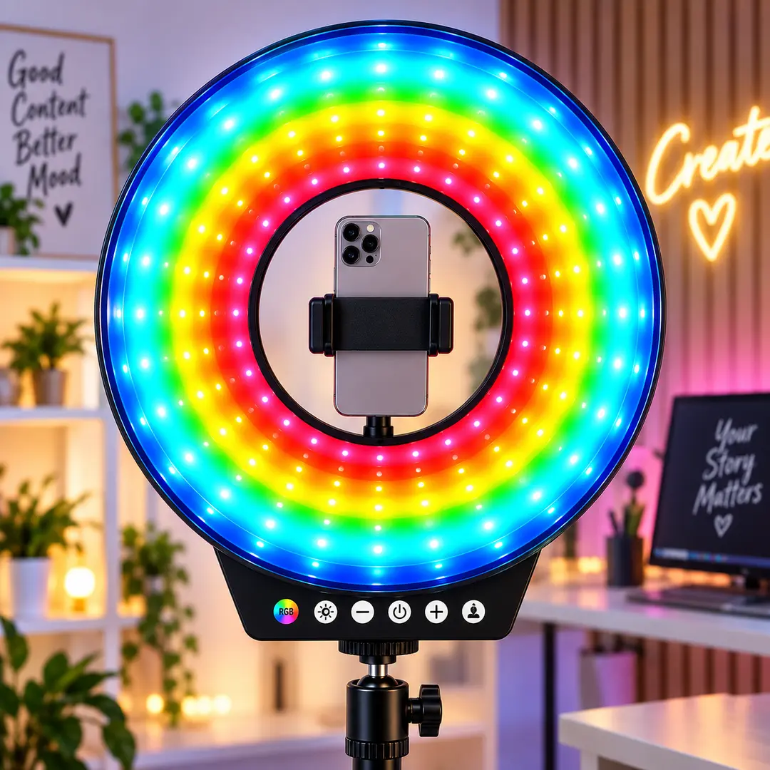 Світлодіодна LED лампа MJ-451 / Світлодіодна LED лампа для селфі / Кільцева лампа RGB 45 см з USB підключенням