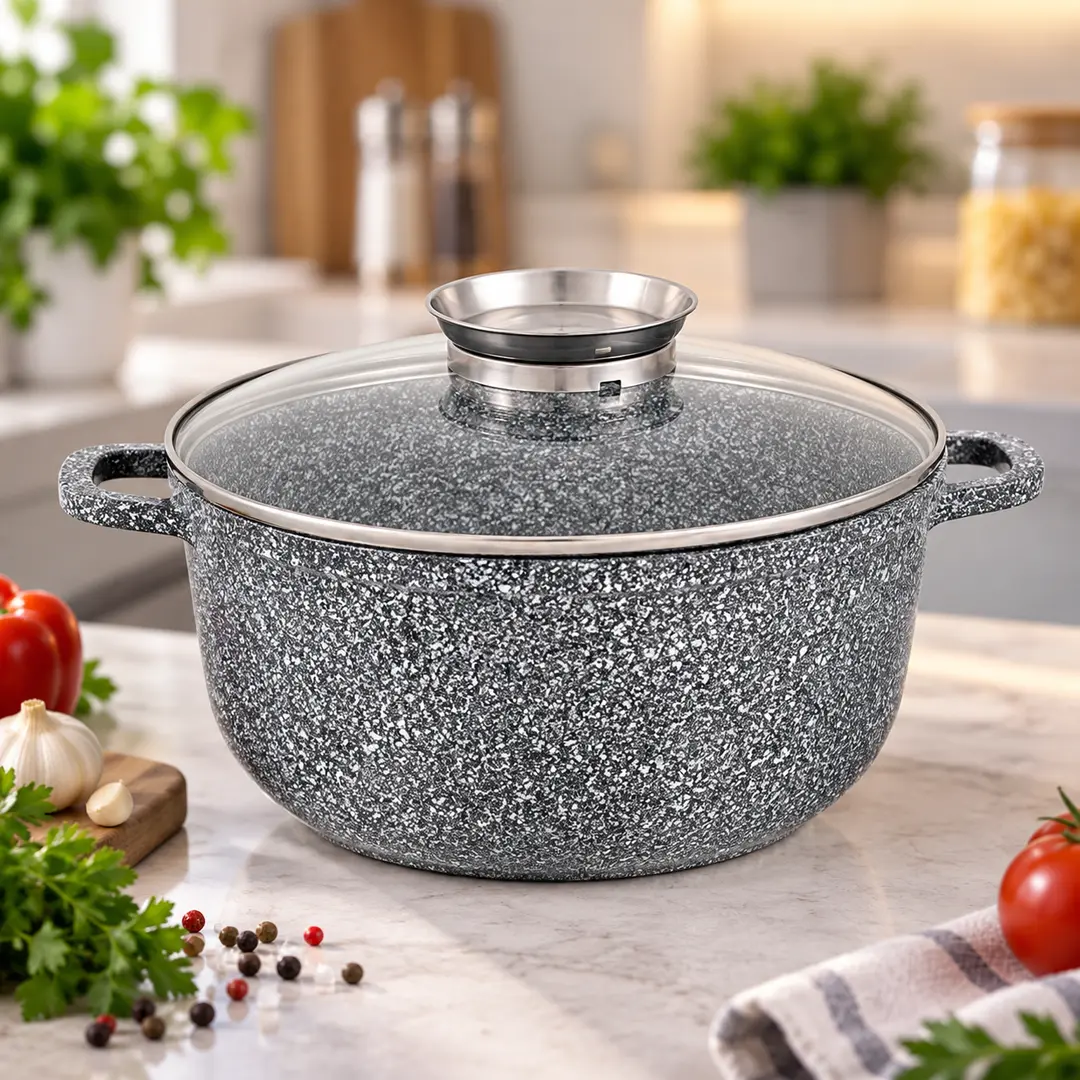 Котел UNIQUE UN-5217 5.5л / Котел 26*12см, круглий, гранітний / Каструля-котел з кришкою