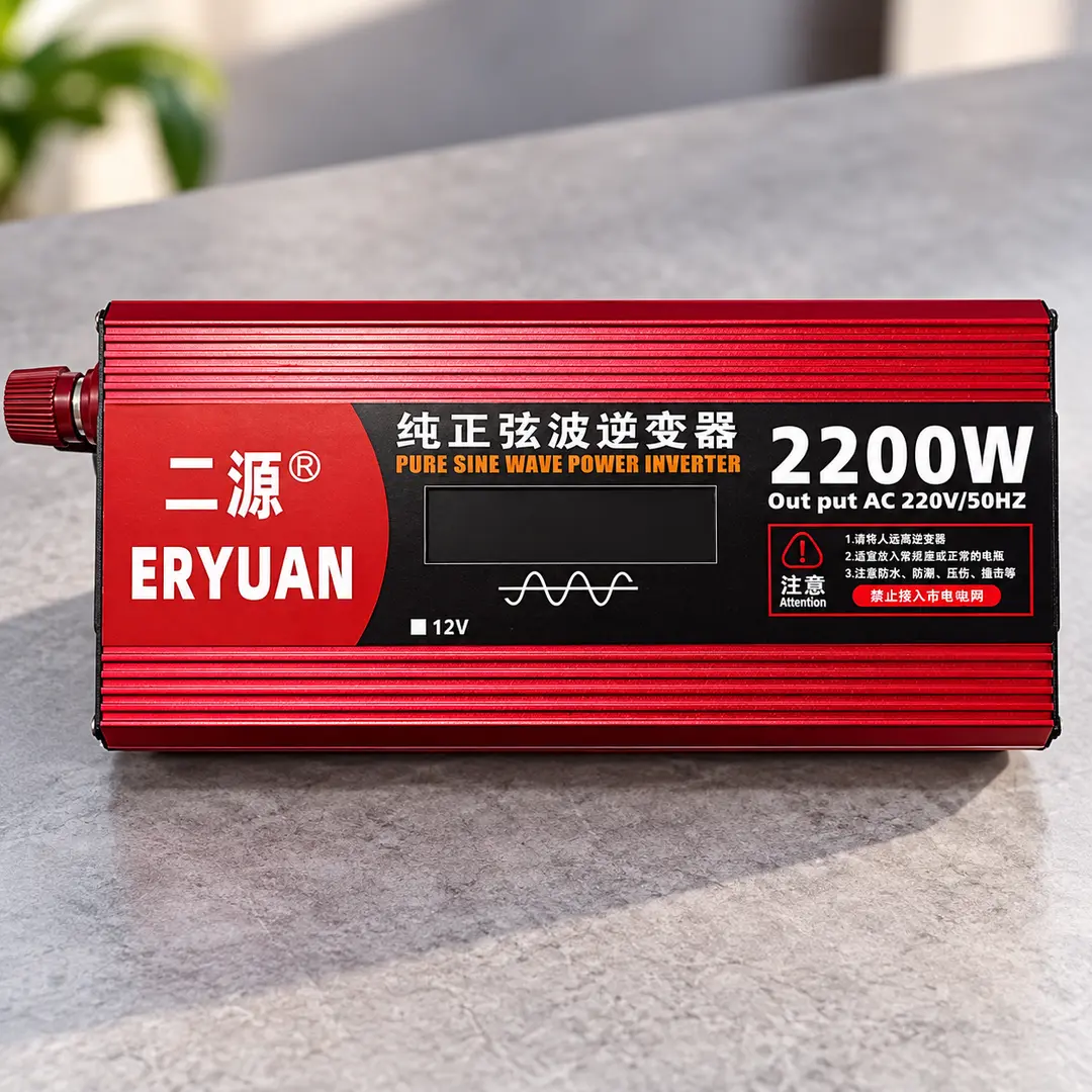 Перетворювач напруги Eryuan 2200W LCD 12В-220В / Інвертор з чистою синусоїдою та вольтметром