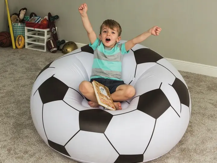 Надувне крісло-пуф Inflatable Sofa / Надувне крісло-мішок 110×110×85 см Чорно-білий